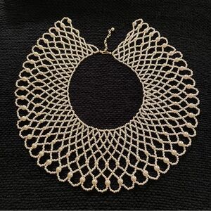 Vintage beaded bib collar statement necklace
